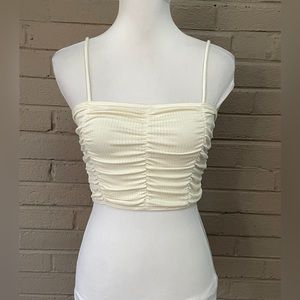 Urban Outfitters  beige ruched crop top  M